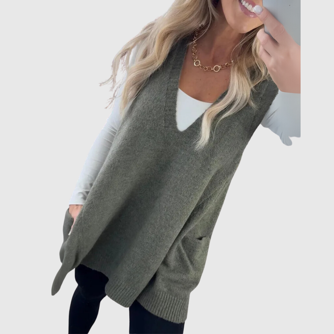 Arola – Gilet long en maille cosy