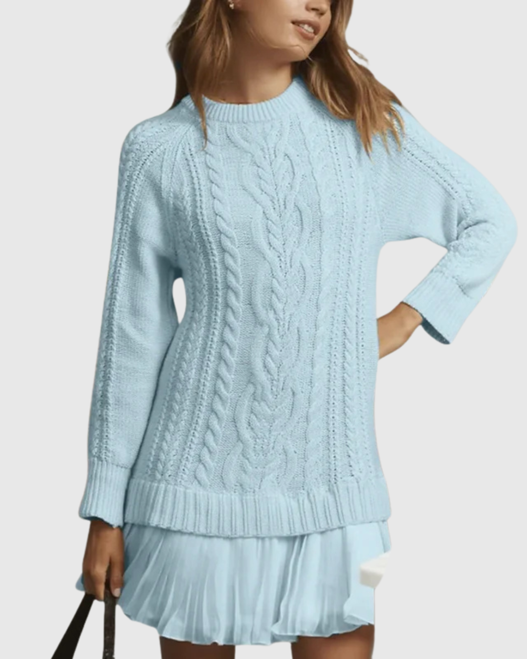 Eira – Robe pull en maille torsadée classique