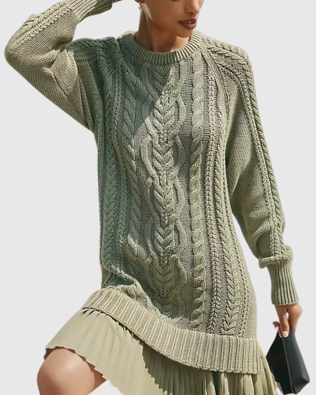 Eira – Robe pull en maille torsadée classique