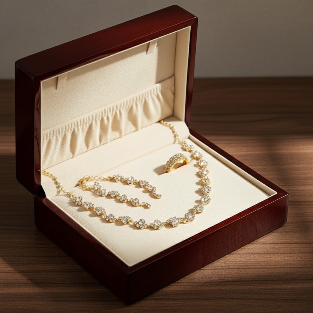 Valerine - Parure de Bijoux Fleur Scintillante Haut de Gamme