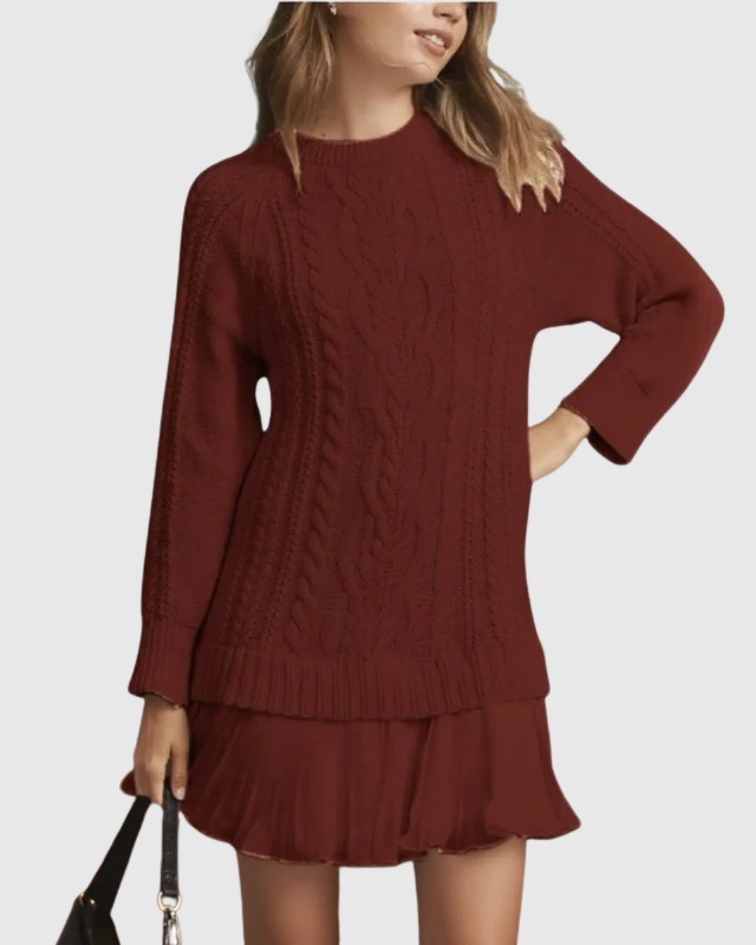 Eira – Robe pull en maille torsadée classique
