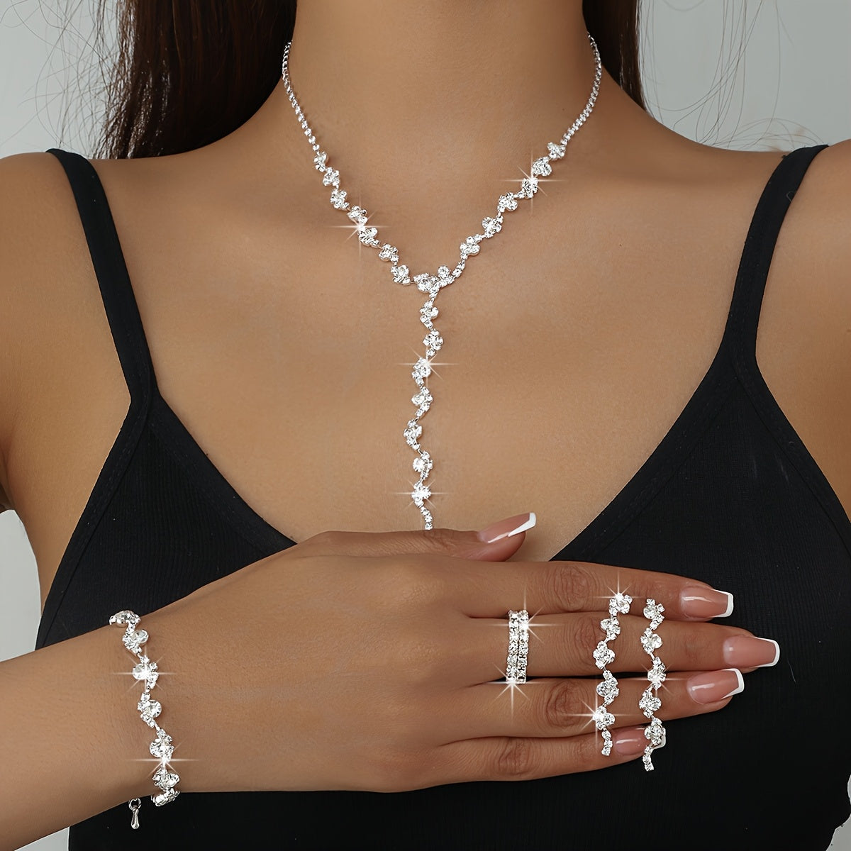 Valerine - Parure de Bijoux Fleur Scintillante Haut de Gamme